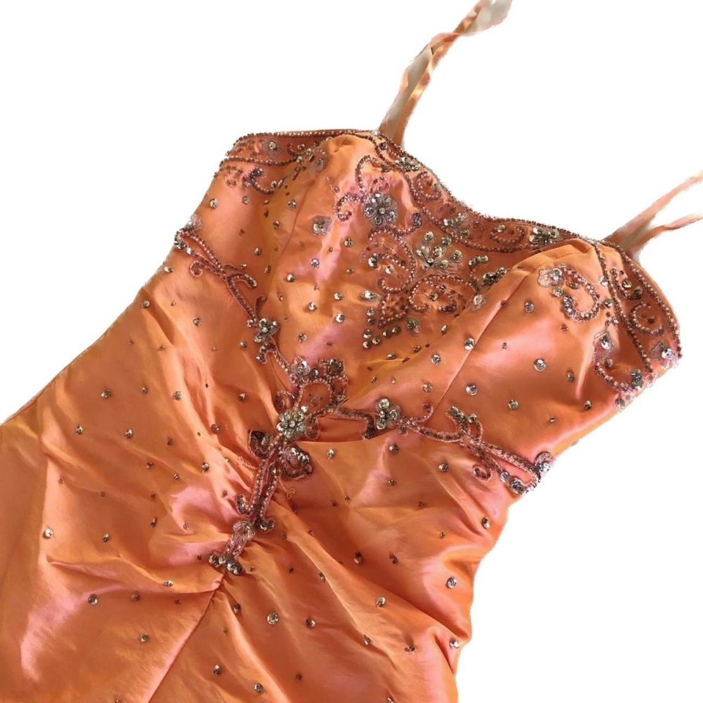 super glamorous vintage y2k coral beaded dress 🧡